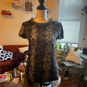 INC International Concepts Black Graphic Fitted T-Shirt